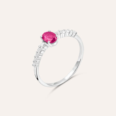 Anello Solitario Charlotte Oro Bianco Rubino Diamante - Anelli con Pietre Donna | Stroili